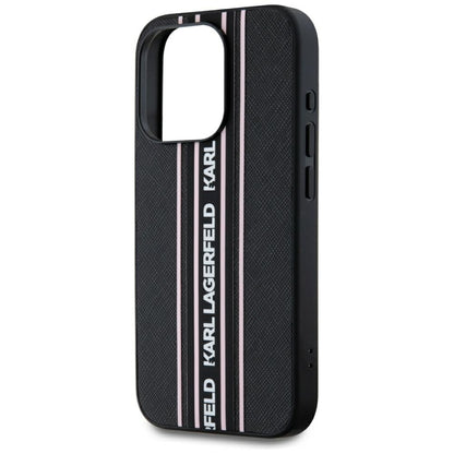 Futrola za Apple iPhone 15 Pro Max, Karl Lagerfeld, Saffiano Athleisure Stripes with Strap, Roze