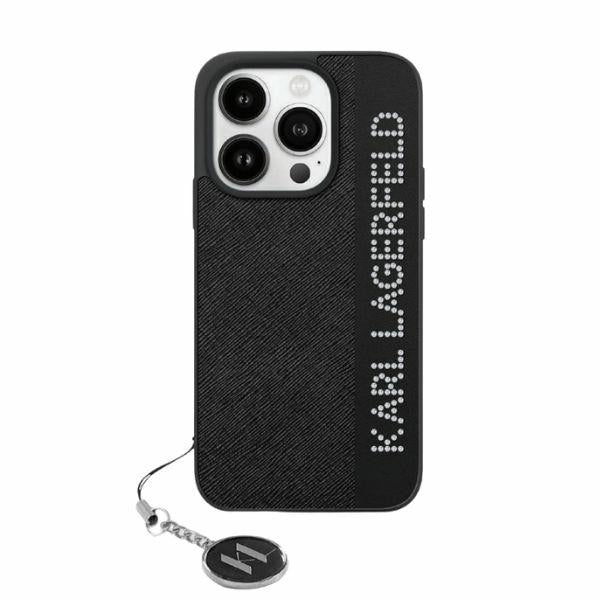 Futrola za Apple iPhone 15 Pro Max, Karl Lagerfeld, Saffiano Rhinestones & Charm, Crna