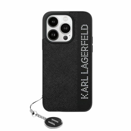 Futrola za Apple iPhone 15 Pro Max, Karl Lagerfeld, Saffiano Rhinestones & Charm, Crna