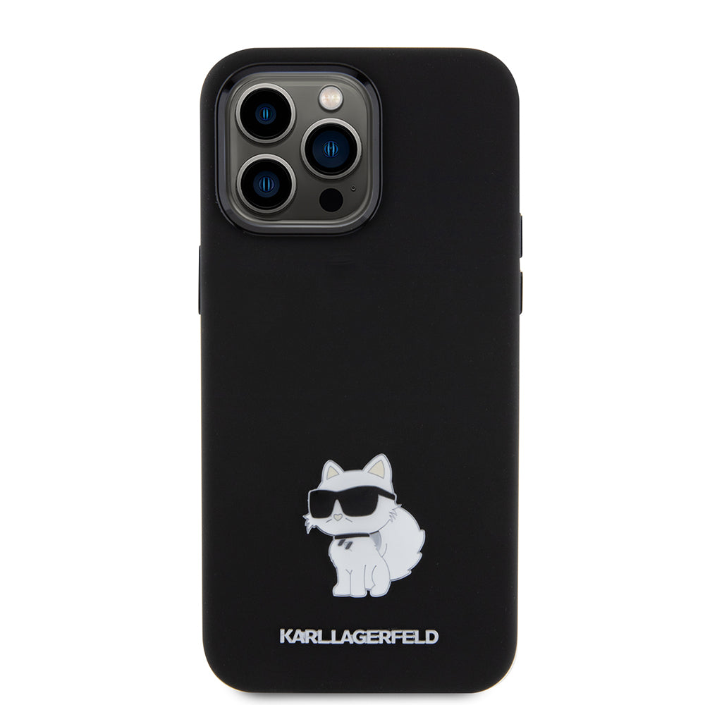 Futrola za Apple iPhone 15 Pro Max, Karl Lagerfeld, Silicone Choupette Metal, Crna