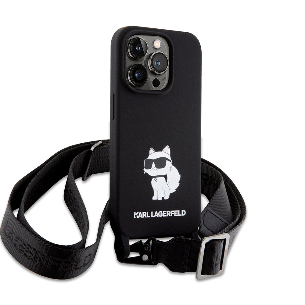 Futrola za Apple iPhone 15 Pro Max, Karl Lagerfeld, Silicone Crossbody Ikonik Karl, Crna