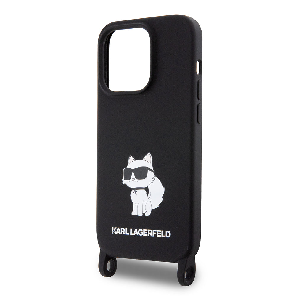Futrola za Apple iPhone 15 Pro Max, Karl Lagerfeld, Silicone Crossbody Ikonik Karl, Crna