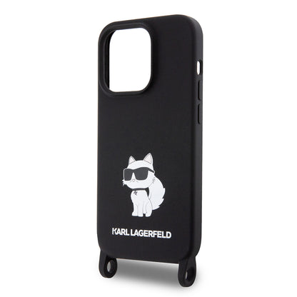 Futrola za Apple iPhone 15 Pro Max, Karl Lagerfeld, Silicone Crossbody Ikonik Karl, Crna