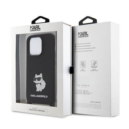 Futrola za Apple iPhone 15 Pro Max, Karl Lagerfeld, Silicone Crossbody Ikonik Karl, Crna