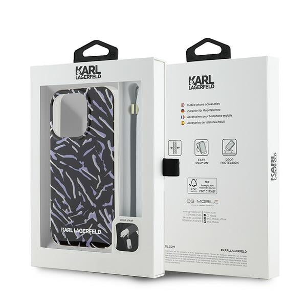 Futrola za Apple iPhone 15 Pro Max, Karl Lagerfeld, Zebra with Cord Strap, Ljubičasta