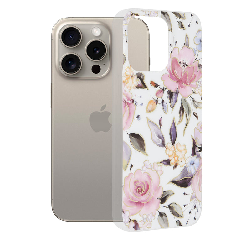 Futrola za Apple iPhone 15 Pro Max, Techsuit, Marble, Bela