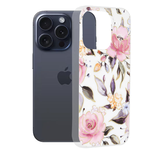 Futrola za Apple iPhone 15 Pro, Techsuit, Marble, Bela