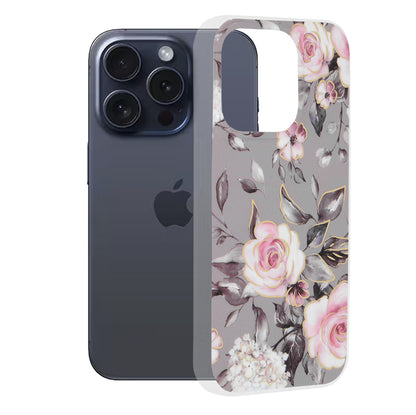 Futrola za Apple iPhone 15 Pro, Techsuit, Marble, Siva