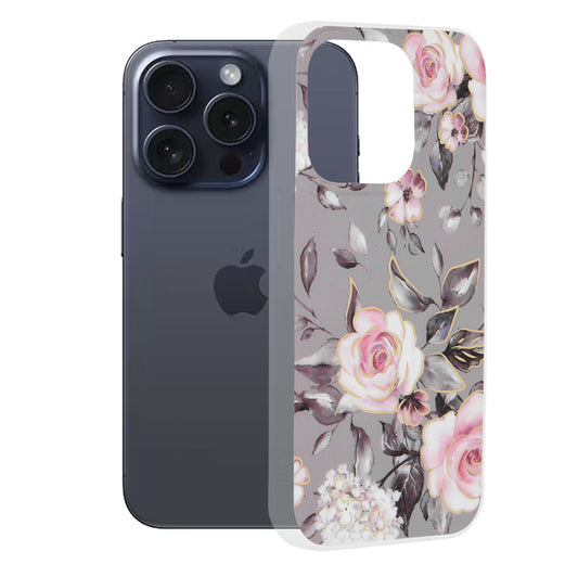 Futrola za Apple iPhone 15 Pro, Techsuit, Marble, Siva