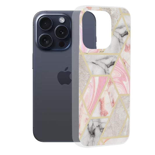 Futrola za Apple iPhone 15 Pro, Techsuit, Marble, Roze