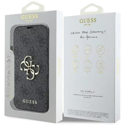 Futrola za Apple iPhone 16, Guess, 4G Book, Crna