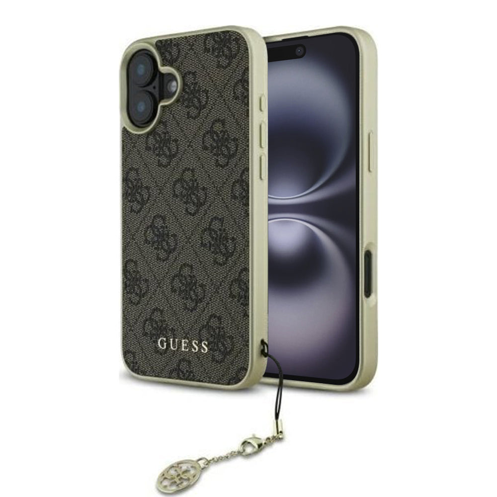 Futrola za Apple iPhone 16, Guess, 4G Charm, Braon