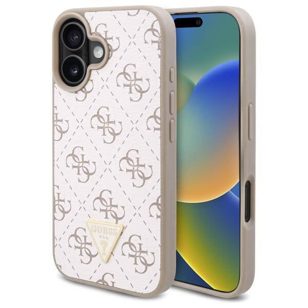 Futrola za Apple iPhone 16, Guess, 4G Triangle Logo, Bela
