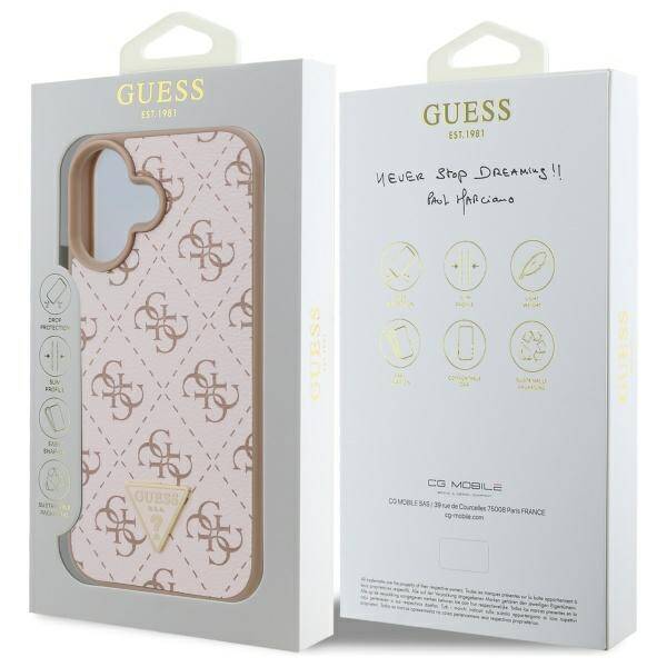 Futrola za Apple iPhone 16, Guess, 4G Triangle Logo, Bela