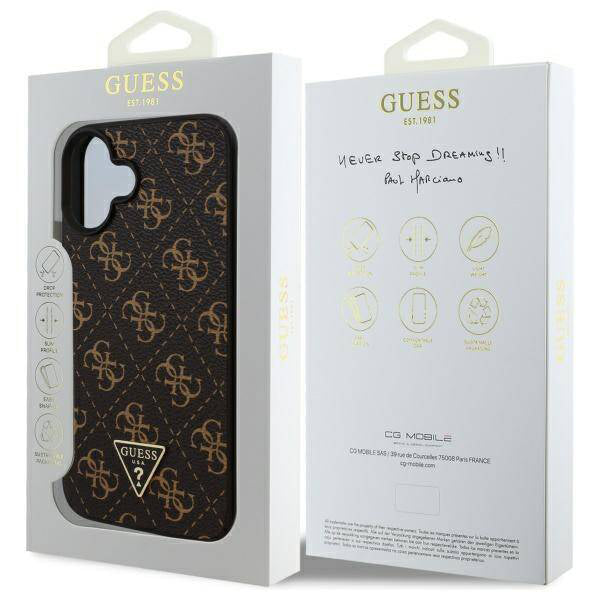 Futrola za Apple iPhone 16, Guess, 4G Triangle Logo, Crna