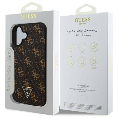 Futrola za Apple iPhone 16, Guess, 4G Triangle Logo, Crna