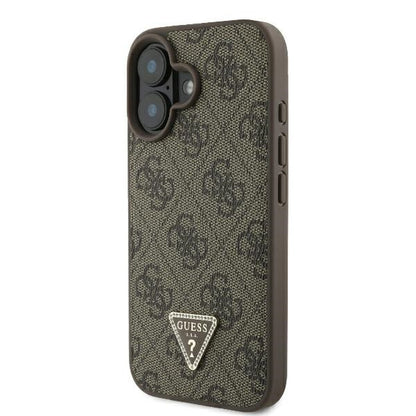 Futrola za Apple iPhone 16, Guess, 4G Triangle Strass, Braon