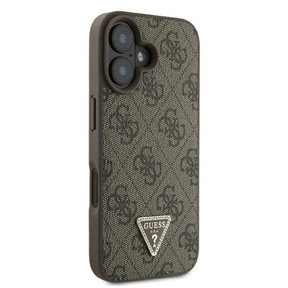 Futrola za Apple iPhone 16, Guess, 4G Triangle Strass, Braon