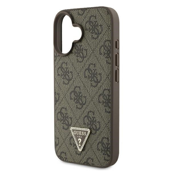 Futrola za Apple iPhone 16, Guess, 4G Triangle Strass, Braon