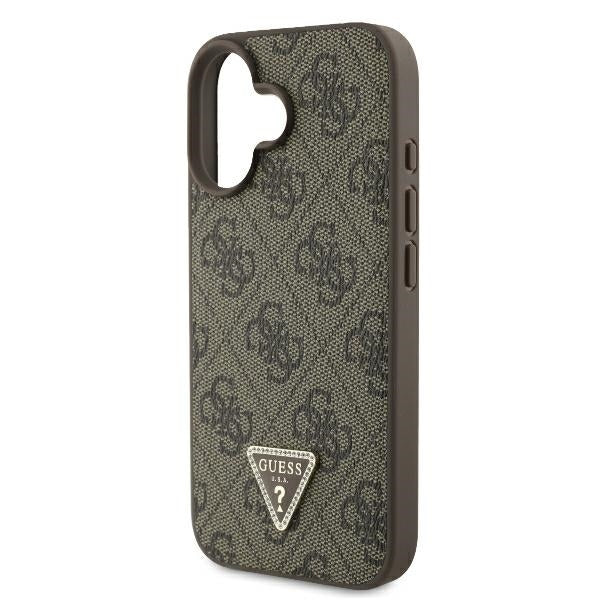 Futrola za Apple iPhone 16, Guess, Crossbody 4G Triangle Strass, Braon