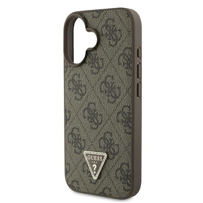 Futrola za Apple iPhone 16, Guess, Crossbody 4G Triangle Strass, Braon