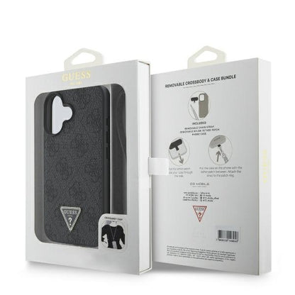 Futrola za Apple iPhone 16, Guess, Crossbody 4G Triangle Strass, Crna