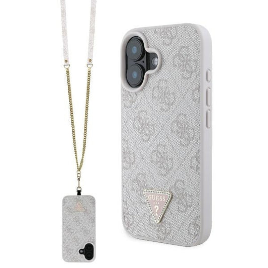 Futrola za Apple iPhone 16, Guess, Crossbody 4G Triangle Strass, Roze
