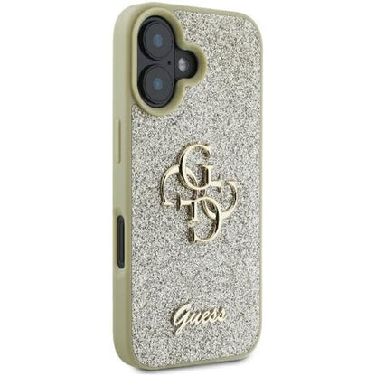 Futrola za Apple iPhone 16, Guess, Fixed Glitter Big 4G, Zlatna