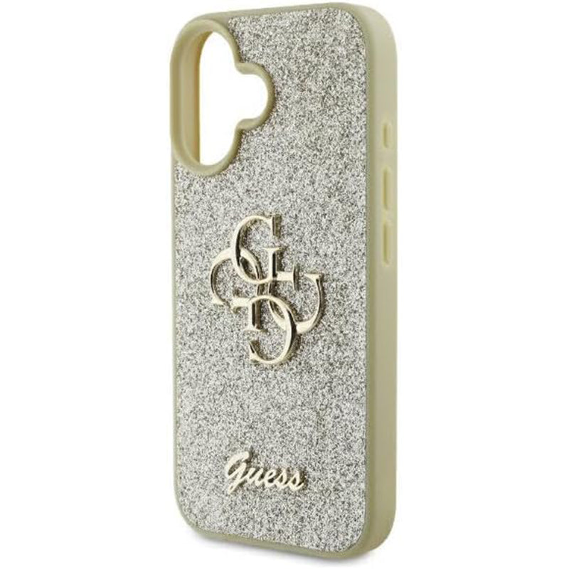 Futrola za Apple iPhone 16, Guess, Fixed Glitter Big 4G, Zlatna