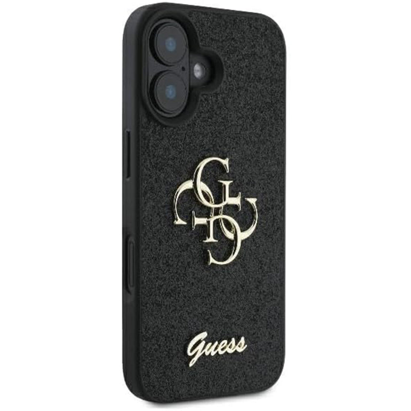 Futrola za Apple iPhone 16, Guess, Fixed Glitter Big 4G, Crna