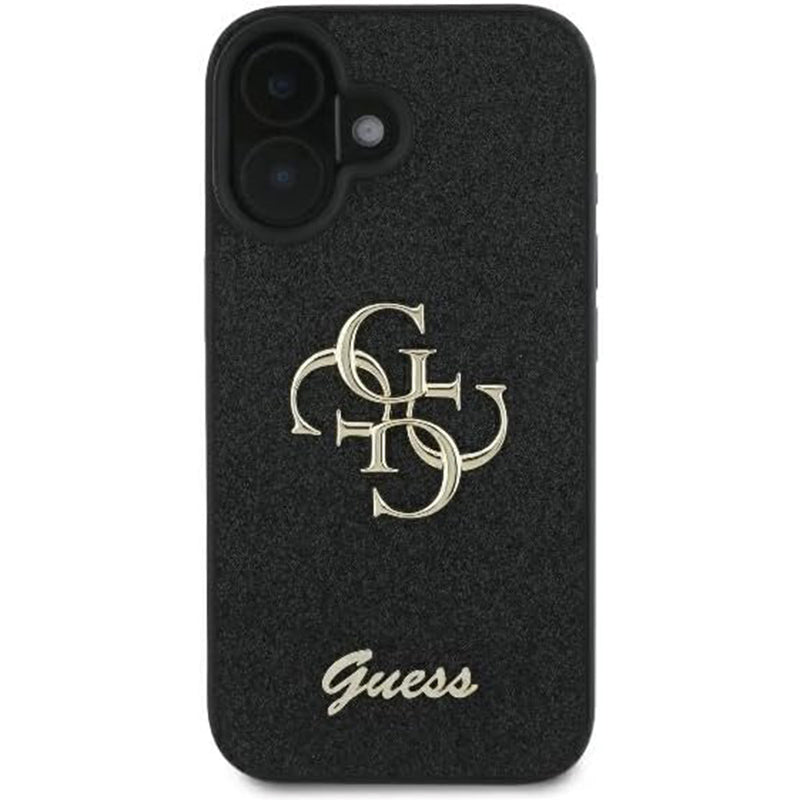 Futrola za Apple iPhone 16, Guess, Fixed Glitter Big 4G, Crna