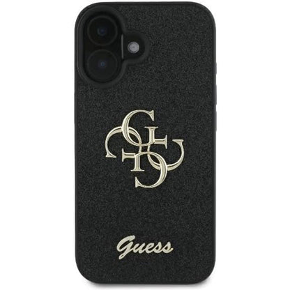 Futrola za Apple iPhone 16, Guess, Fixed Glitter Big 4G, Crna