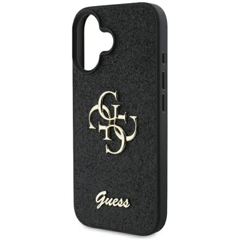 Futrola za Apple iPhone 16, Guess, Fixed Glitter Big 4G, Crna