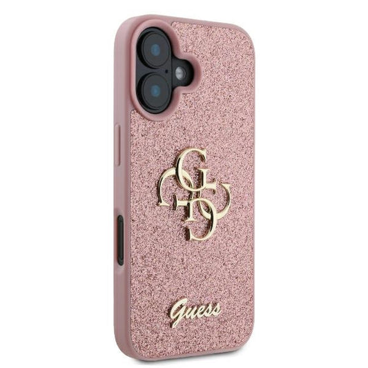 Futrola za Apple iPhone 16, Guess, Fixed Glitter Big 4G, Roze