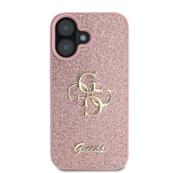 Futrola za Apple iPhone 16, Guess, Fixed Glitter Big 4G, Roze