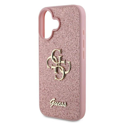Futrola za Apple iPhone 16, Guess, Fixed Glitter Big 4G, Roze