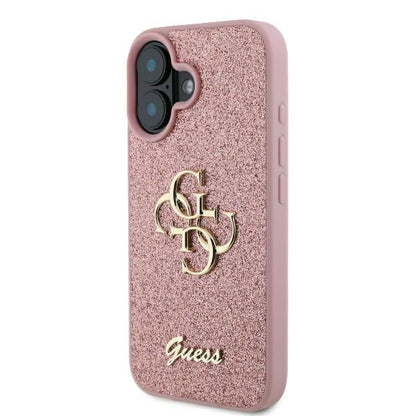 Futrola za Apple iPhone 16, Guess, Fixed Glitter Big 4G, Roze