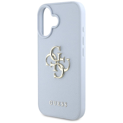 Futrola za Apple iPhone 16, Guess, Grained Big 4G Logo Small Classic Logo, Plava