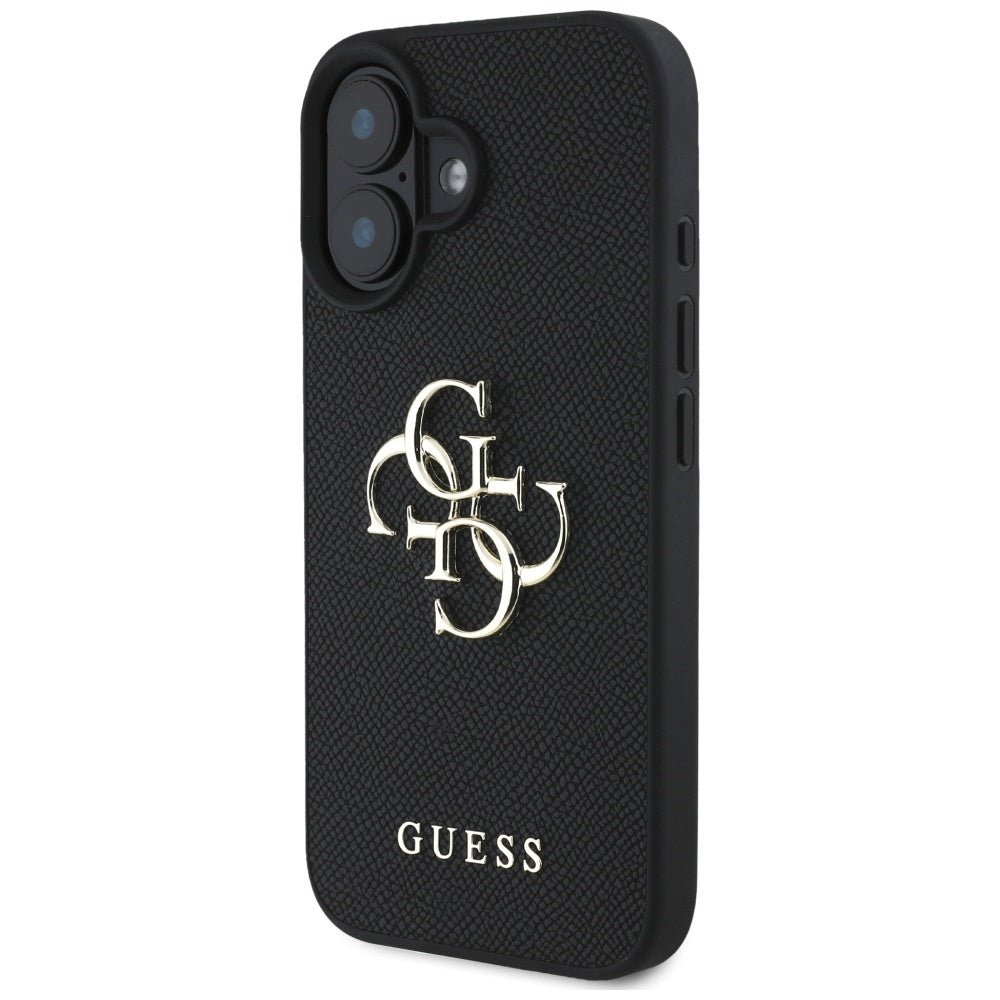 Futrola za Apple iPhone 16, Guess, Grained Big 4G Logo Small Classic Logo, Crna