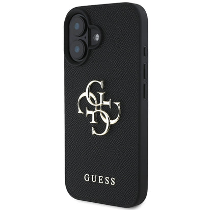 Futrola za Apple iPhone 16, Guess, Grained Big 4G Logo Small Classic Logo, Crna