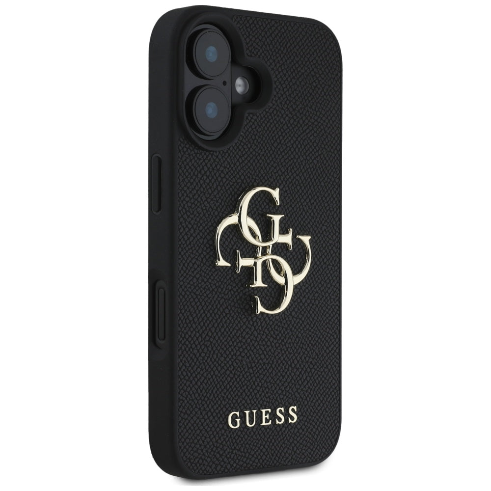 Futrola za Apple iPhone 16, Guess, Grained Big 4G Logo Small Classic Logo, Crna