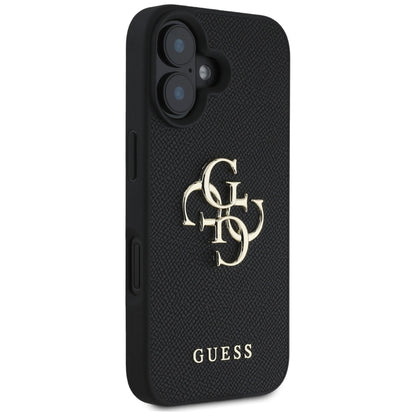 Futrola za Apple iPhone 16, Guess, Grained Big 4G Logo Small Classic Logo, Crna