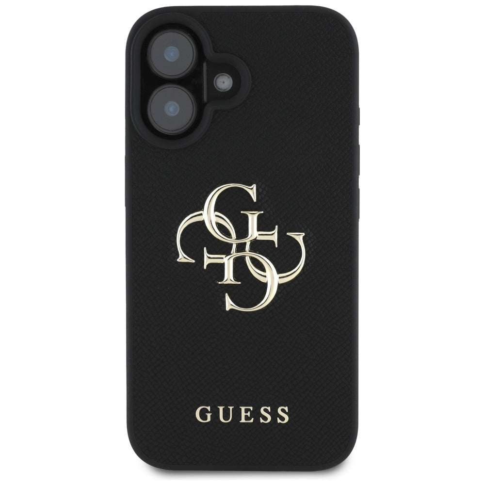 Futrola za Apple iPhone 16, Guess, Grained Big 4G Logo Small Classic Logo, Crna