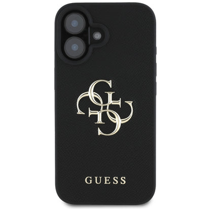 Futrola za Apple iPhone 16, Guess, Grained Big 4G Logo Small Classic Logo, Crna