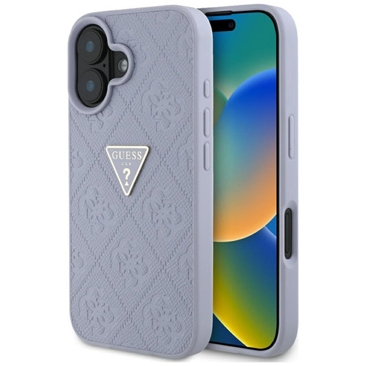 Futrola za Apple iPhone 16, Guess, Hot Stamp 4G Pattern Triangle Logo, Svetlo Ljubičasta