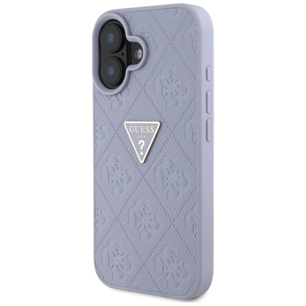 Futrola za Apple iPhone 16, Guess, Hot Stamp 4G Pattern Triangle Logo, Svetlo Ljubičasta