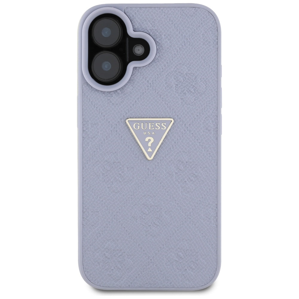 Futrola za Apple iPhone 16, Guess, Hot Stamp 4G Pattern Triangle Logo, Svetlo Ljubičasta