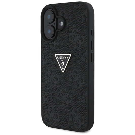 Futrola za Apple iPhone 16, Guess, Hot Stamp 4G Pattern Triangle Logo, Crna