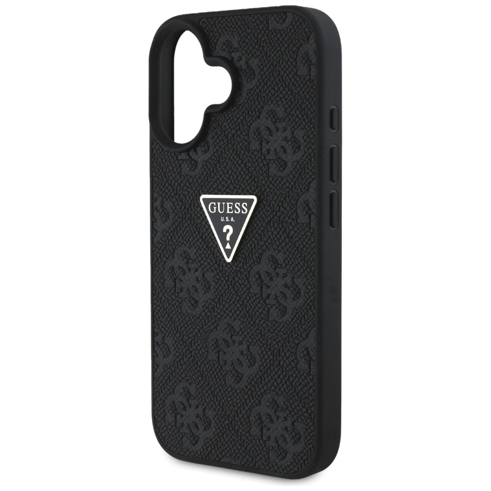 Futrola za Apple iPhone 16, Guess, Hot Stamp 4G Pattern Triangle Logo, Crna