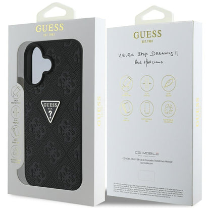 Futrola za Apple iPhone 16, Guess, Hot Stamp 4G Pattern Triangle Logo, Crna